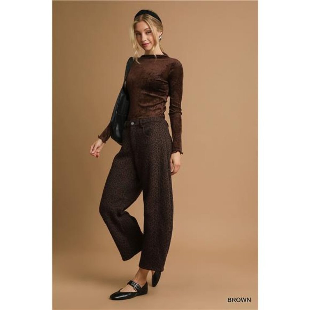 Umgee Leopard Print Wide Leg‎ Pants